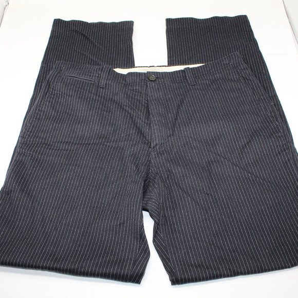 Banana Republic Wool Blend Men's 34x33 Black Pinstriped Straight Leg Dress Pants - Picture 1 of 9